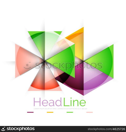 Colorful triangles on white background. Colorful triangles on white background. Modern geometric banner template with copyspace