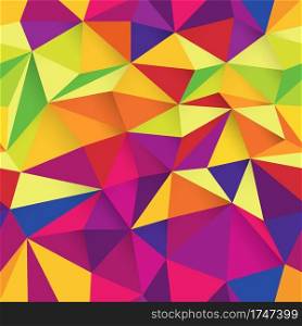 Colorful triangles seamless pattern, vector. Mosaic design texture. Colorful abstract background.