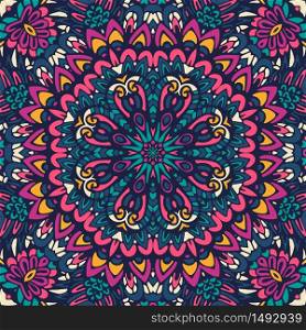 Colorful Tribal Ethnic Festive Abstract Floral Vector Pattern. Geometric mandala frame border. Abstract festive colorful mandala vector ethnic tribal pattern