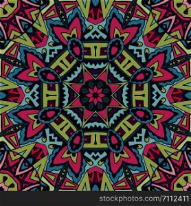Colorful Tribal Ethnic Festive Abstract Floral Vector Pattern. Geometric mandala frame border. Tribal indian ethnic seamless design. Festive colorful mandala pattern