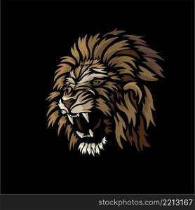 colorful tribal lion head attach vector illustration