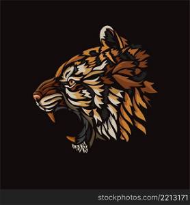 colorful tribal tiger head attach vector illustration