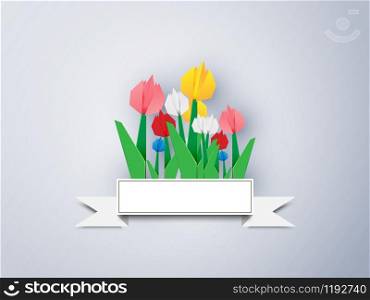 Colorful Tulip Paper On a gray background, Vector illustration