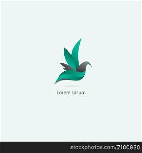 Colorful unique bird logo design. peace and love dove illustration.