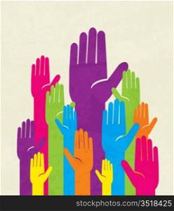 colorful up hand. concept of democracy