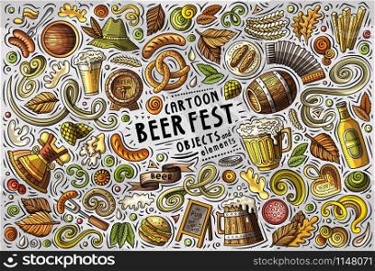 Colorful vector hand drawn doodle cartoon set of Beer fest theme items, objects and symbols. Vector doodle cartoon set of Beer fest objects