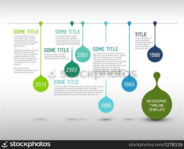 Colorful Vector Infographic timeline report template with drops