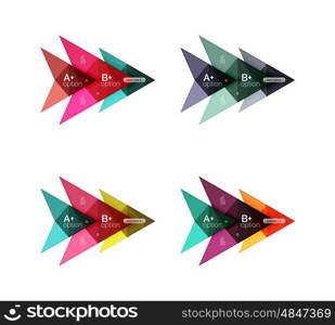 Colorful vector option banner arrow templates, infographic backgrounds set for workflow layout, diagram, number options or web design