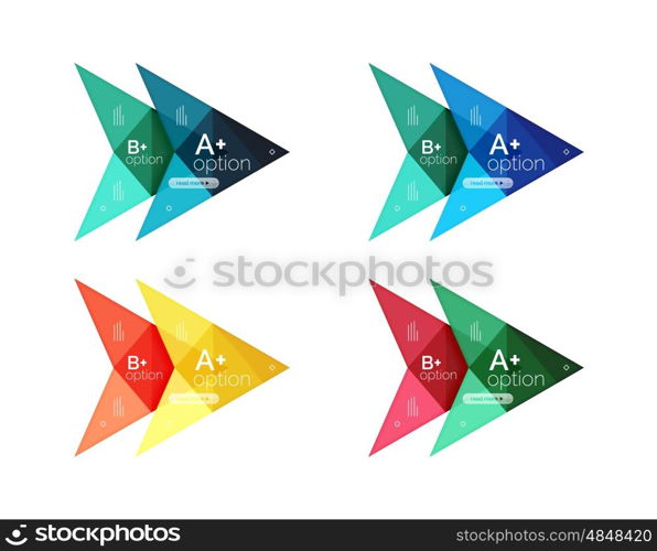 Colorful vector option banner arrow templates, infographic backgrounds set for workflow layout, diagram, number options or web design