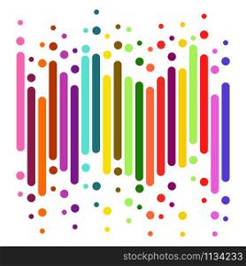 Colorful vertical rounded stripes, lines on white background. Dripping all colors paint. template for the banner, flyer, poster, cover brochure
