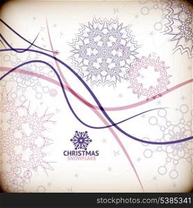 Colorful vintage snowflake swirls / Christmas card