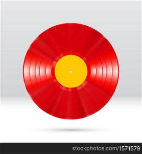 Colorful vinyl disc 12 inch LP record with shiny grooves