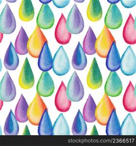 Colorful watercolor drops isolated on white background.. Watercolor vector seamless pattern
