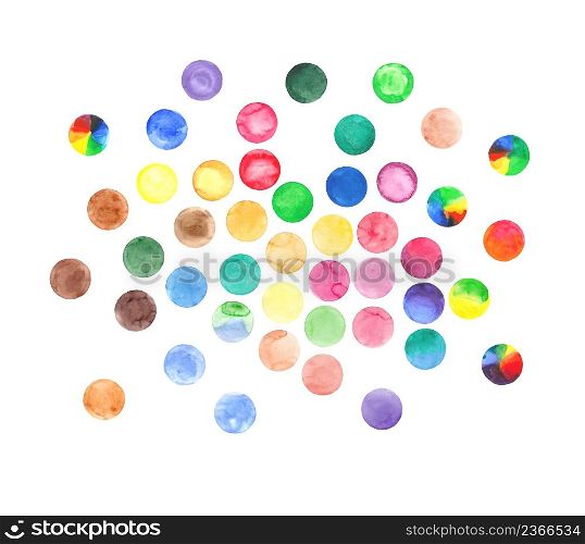 Colorful watercolor paint design elements. Watercolor art set. Watercolor circles set