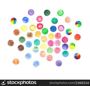 Colorful watercolor paint design elements. Watercolor art set. Watercolor circles set