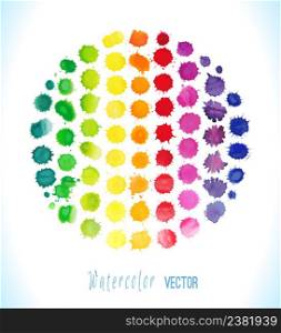Colorful watercolor splashes isolated on white background.Vector illustration. Watercolor splashes isolated