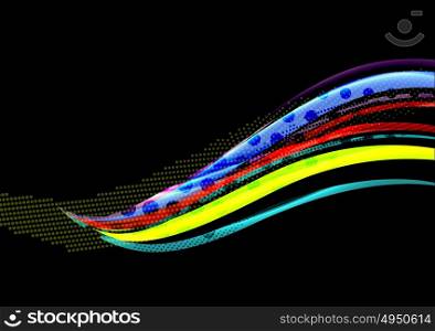 Colorful wave lines with light and shadow effects on black. Colorful wave lines with light and shadow effects on black. Abstract background