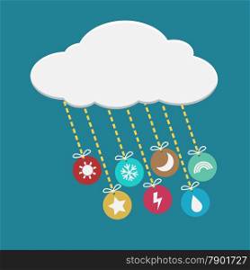 colorful weather icon hanging from cloud