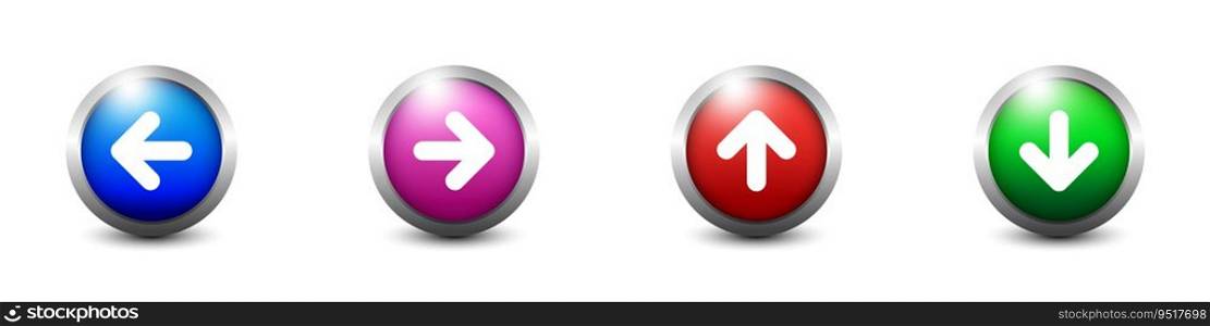 Colorful web button with arrow symbol. Flat vector illustration.