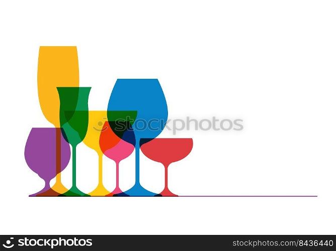 colorful wine glass vector illustration