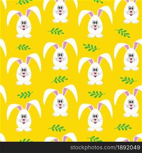 Colorful yellow easter rabbit egg seamless pattern. Vector illustration.