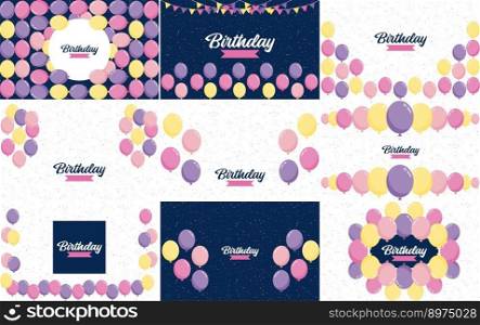 ColorfulHappy Birthday announcement poster. flyer. and greeting card in a flat style vector illustration