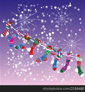 Colorfull Christmas socks pattern. Vector illustration.