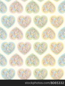 Colorfull Seamless Pattern of Hearts. Vector Illustration.