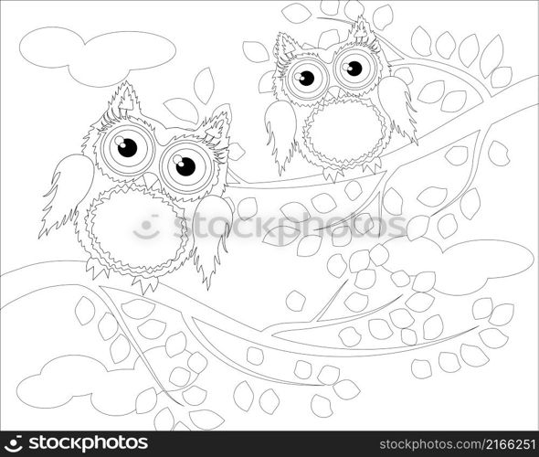 Coloring book for adult and older children. Coloring page with cute owl and floral frame. Outline drawing in zentangle style.. Coloring book for adult and older children. Coloring page with cute owl and floral frame. Outline drawing in zentangle style