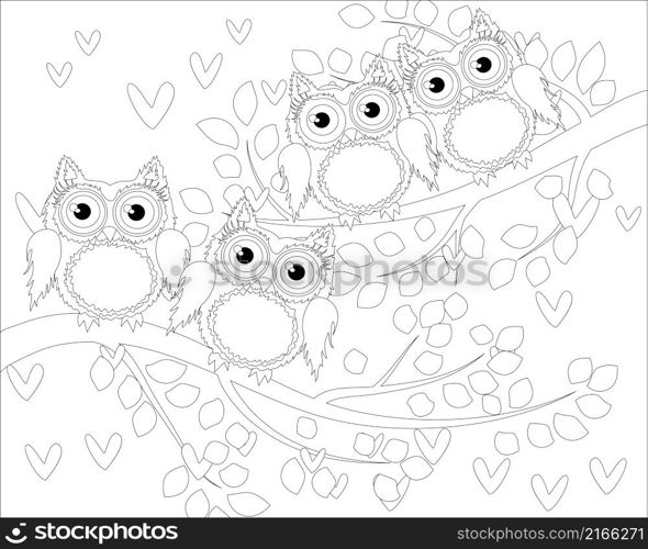 Coloring book for adult and older children. Coloring page with cute owl and floral frame. Outline drawing in zentangle style.. Coloring book for adult and older children. Coloring page with cute owl and floral frame. Outline drawing in zentangle style