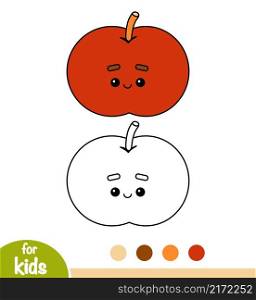 Coloring book for children, Apple with a cute face