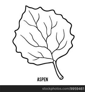 Coloring book for children, Aspen leaf
