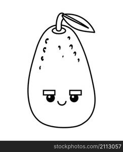 Coloring book for children, Avocado with a cute face