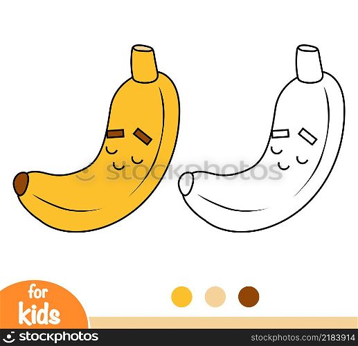Coloring book for children, Banana with a cute face