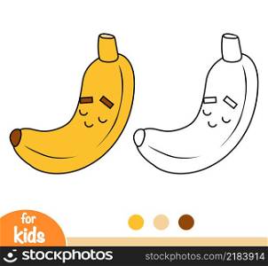 Coloring book for children, Banana with a cute face