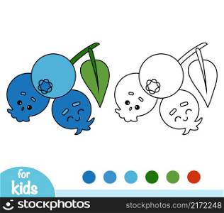 Coloring book for children, Blueberries with a cute face