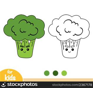 Coloring book for children, Broccoli with a cute face