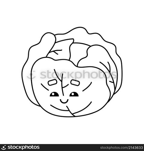 Coloring book for children, Cabbage with a cute face