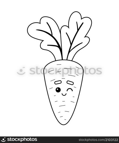 Coloring book for children, Carrot with a cute face