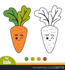 Coloring book for children, Carrot with a cute face