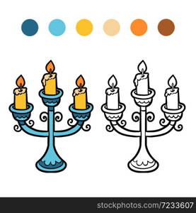 Coloring book for children, cartoon Candlestick