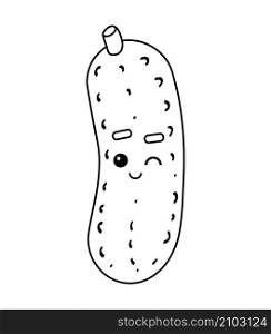 Coloring book for children, Cucumber with a cute face