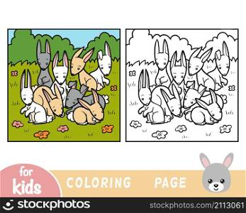 Coloring book for children, Eight rabbits