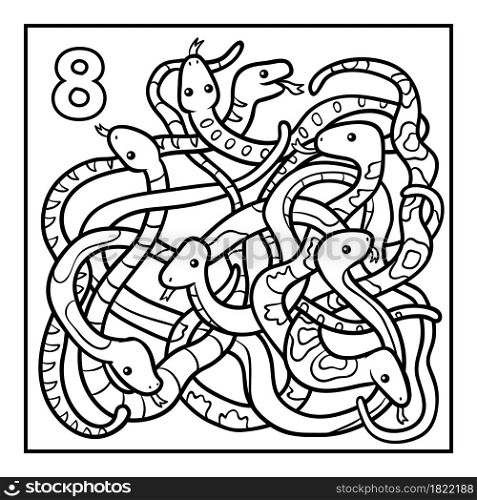 Coloring book for children, Eight snakes