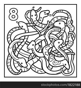 Coloring book for children, Eight snakes