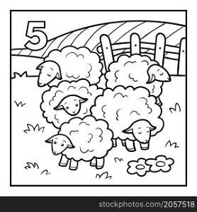 Coloring book for children, Five sheep