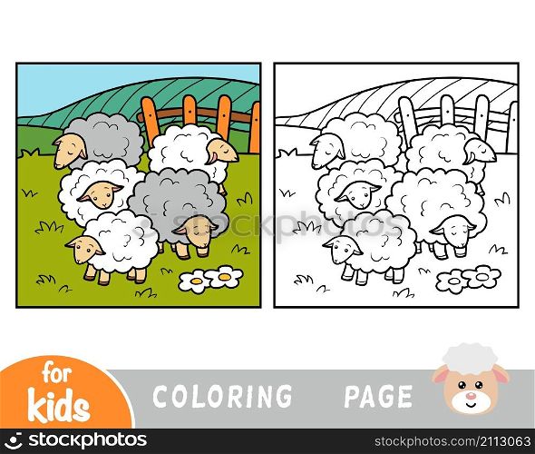 Coloring book for children, Five sheep