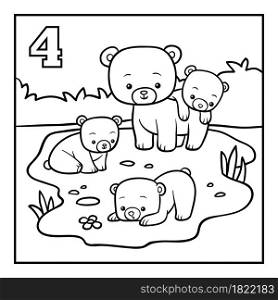 Coloring book for children, Four bears