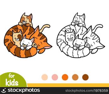 Coloring book for children, Four cats