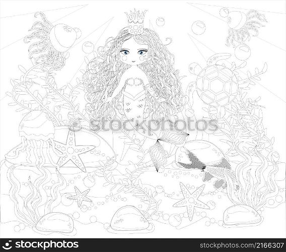 Coloring book for children: little mermaid and sea world.. Coloring book for children: little mermaid and sea world